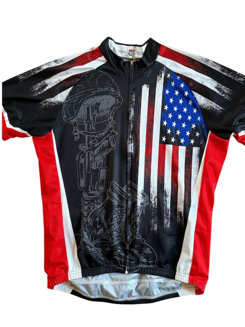HONOR THE FALLEN” USA FLAG MENS CYCLING BIKING LIGHTWEIGHT JERSEY SIZE LARGE